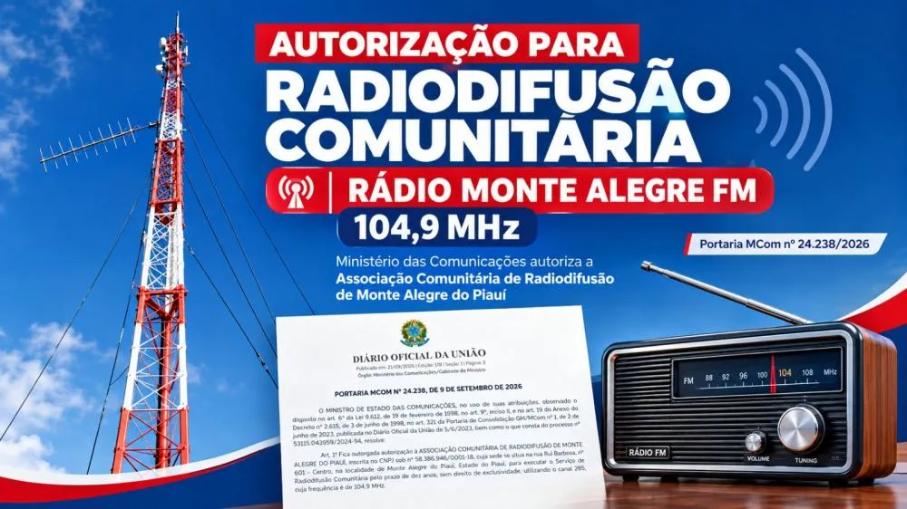 Monte Alegre do Piauí recebe autorização para implantação da Rádio Monte Alegre FM