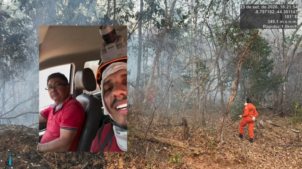 Brigadistas de Cristino Castro combatem incêndio na Serra do Careca com ajuda do pai de Whindersson